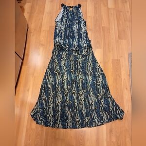 Blue and Black Patterned Women's Skirt